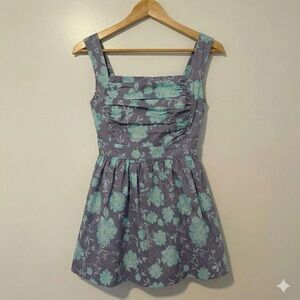 NWT Free People Backless Floral Dress in Gray and Blue